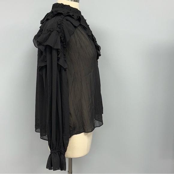 NWT Fate Sheer Black Lace Blouse M Whimsigoth Witchcore Edwardian Vampire Top - Picture 6 of 13